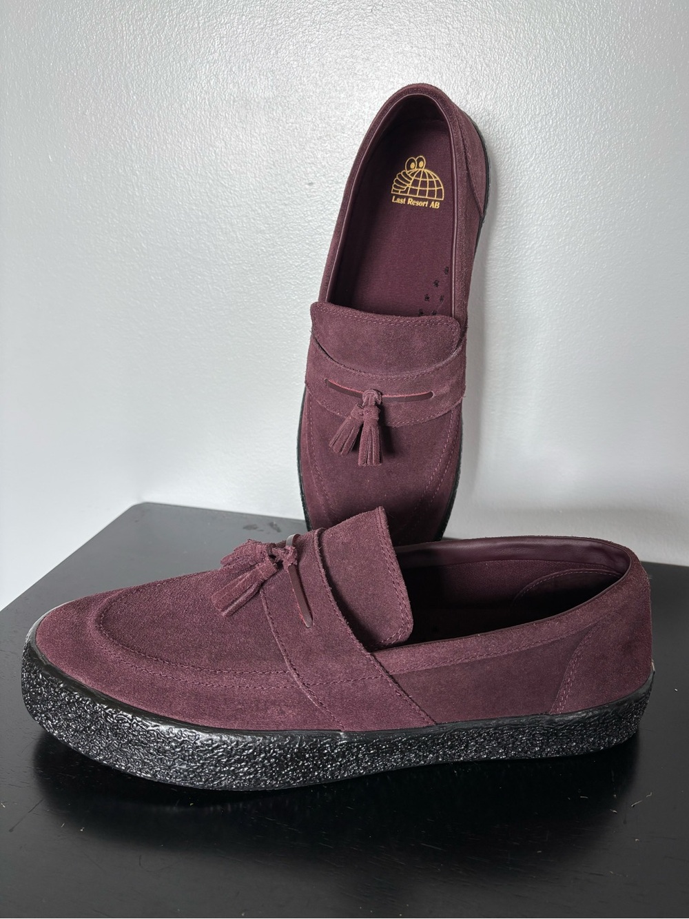 Last Resort AB VM005 Suede Loafer Slip-On Shoe Fig/Black Mens Size 12 Tassels
